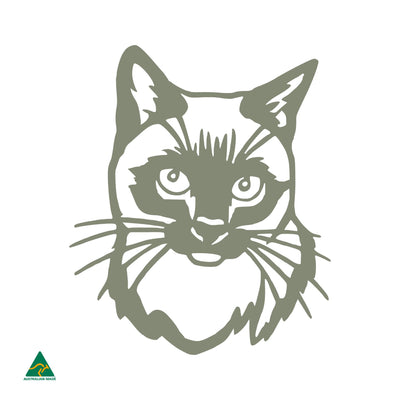 Cat Portrait Metal Wall Art | Pale Eucalypt Matt