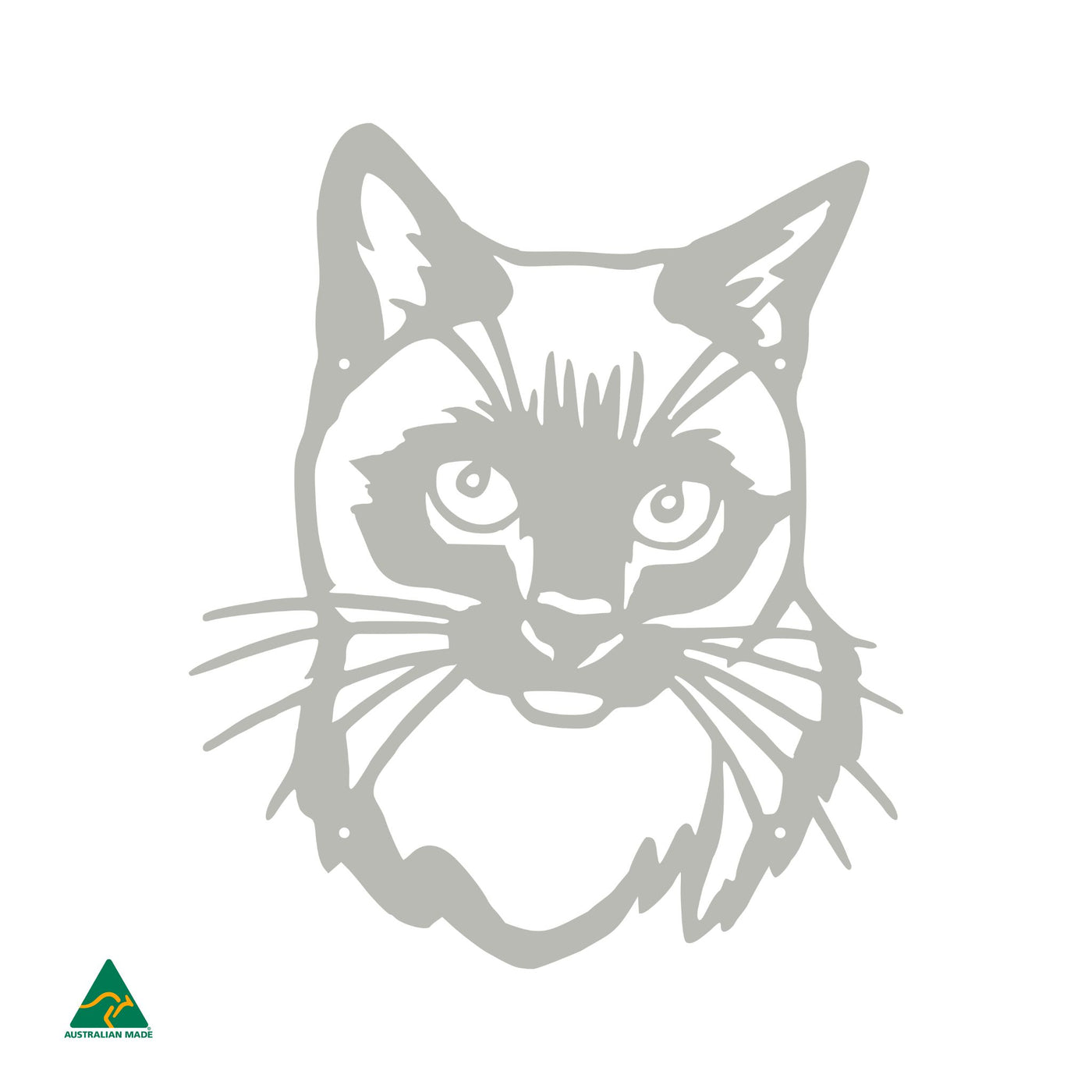 Cat Portrait Metal Wall Art | Shale Grey Matt